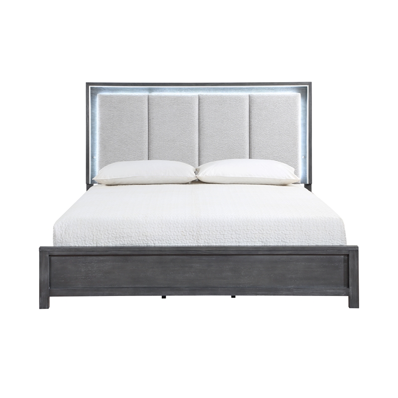 New Classic Furniture Odessa Solid Wood Queen Panel Bed in Charcoal