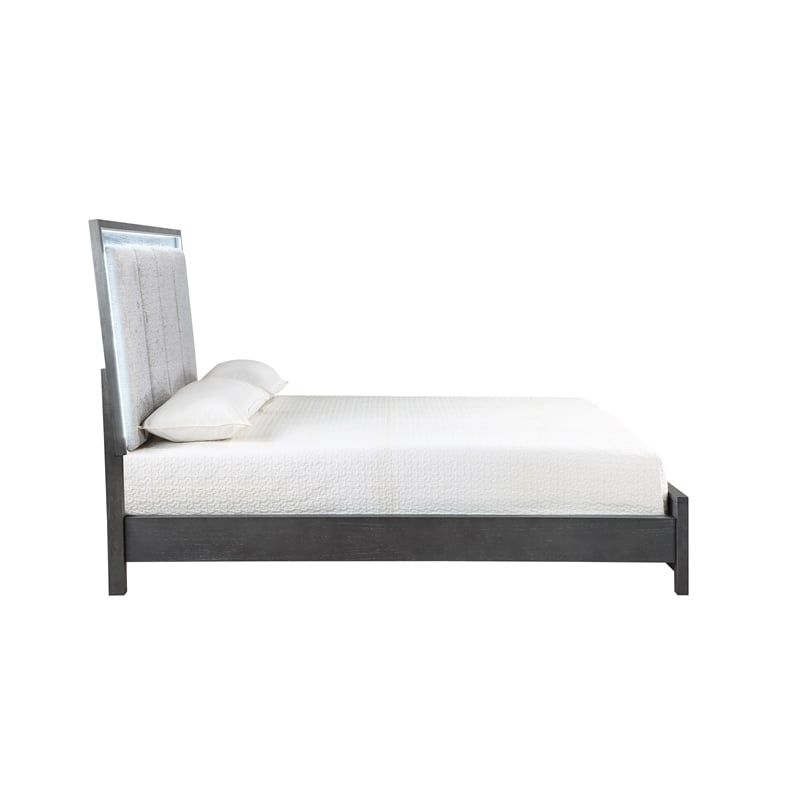New Classic Furniture Odessa Solid Wood Queen Panel Bed in Charcoal