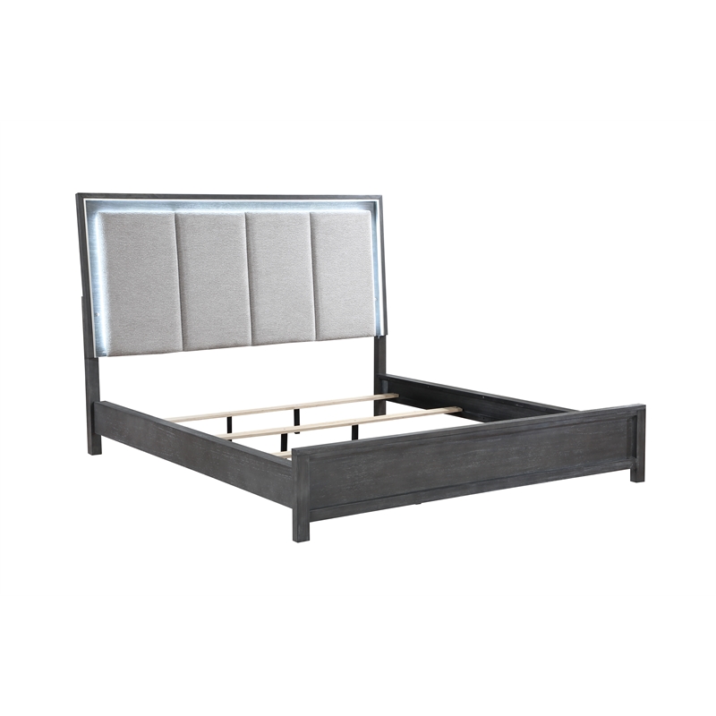 New Classic Furniture Odessa Solid Wood Queen Panel Bed in Charcoal