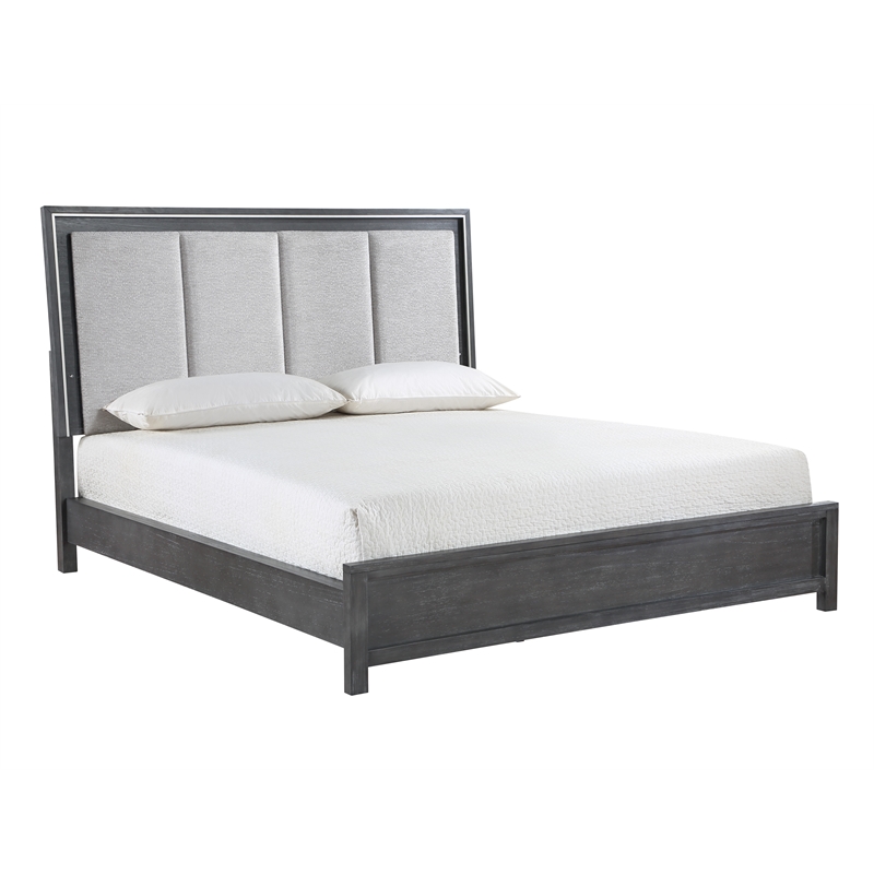 New Classic Furniture Odessa Solid Wood Queen Panel Bed in Charcoal