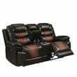 New Classic Furniture Nikko Leather Console Loveseat w/ Dual Recliners in Brown