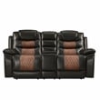 New Classic Furniture Nikko Leather Console Loveseat w/ Dual Recliners in Brown