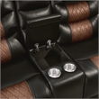 New Classic Furniture Nikko Leather Console Loveseat w/ Dual Recliners in Brown