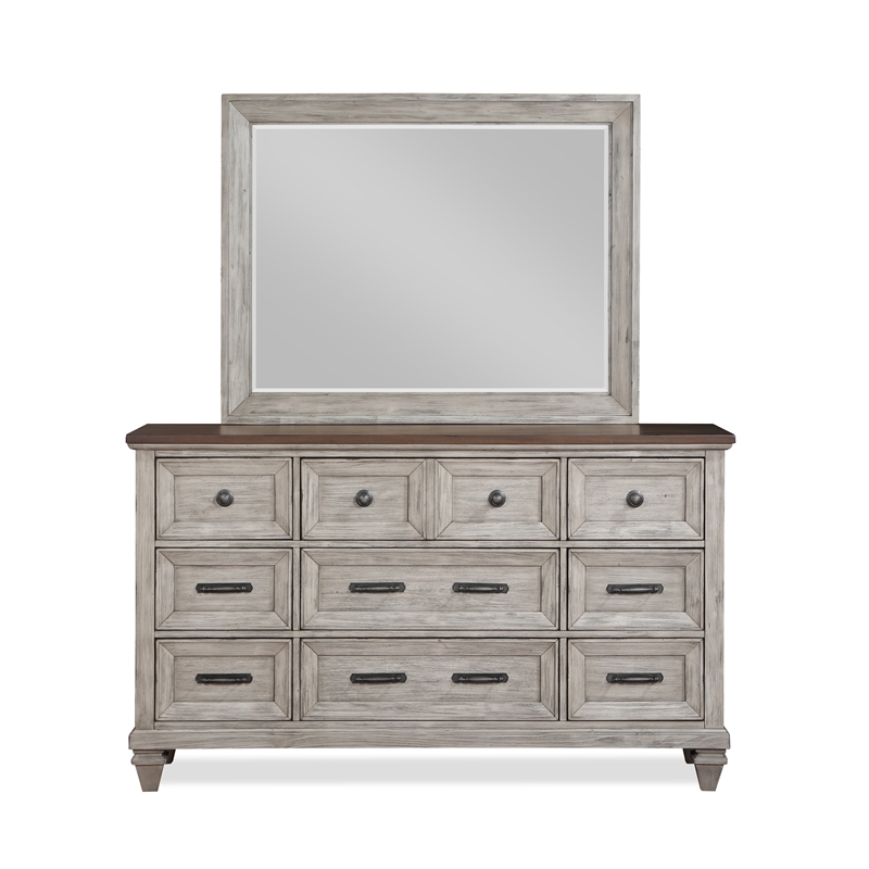 New Classic Furniture Mariana Solid Wood Dresser with Mirror in Vintage Cream