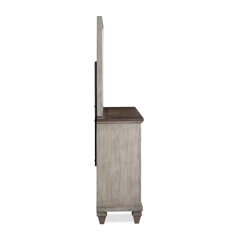 New Classic Furniture Mariana Solid Wood Dresser with Mirror in Vintage Cream