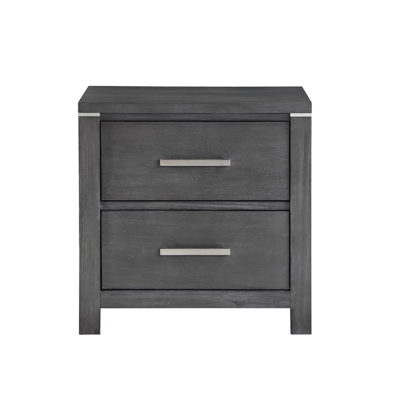 New Classic Furniture Odessa 2-Drawer Solid Wood Nightstand in Charcoal