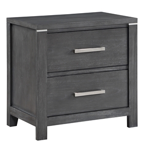 New Classic Furniture Odessa 2-Drawer Solid Wood Nightstand in Charcoal