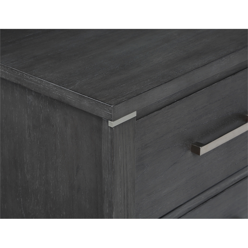 New Classic Furniture Odessa 2-Drawer Solid Wood Nightstand in Charcoal