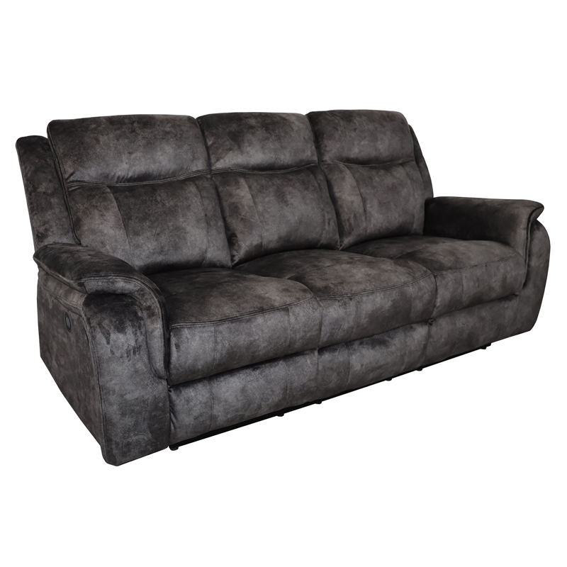 New Classic Furniture Park City Polyester Fabric Power Sofa in Slate