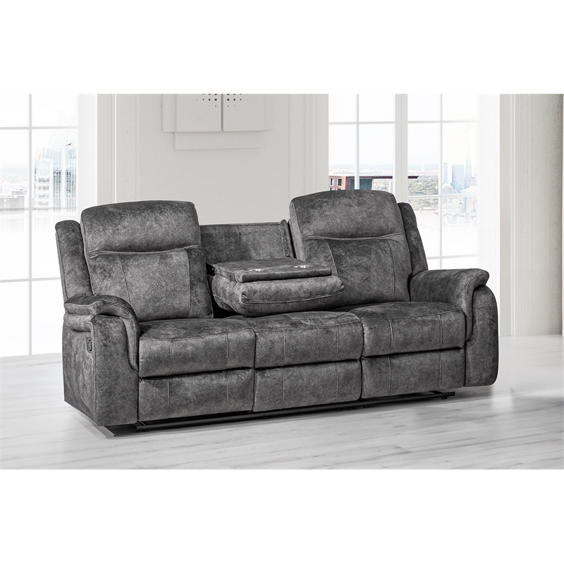 New Classic Furniture Park City Polyester Fabric Sofa in Slate