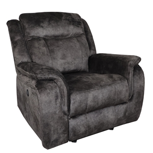 New Classic Furniture Park City Polyester Fabric Power Glider Recliner in Slate