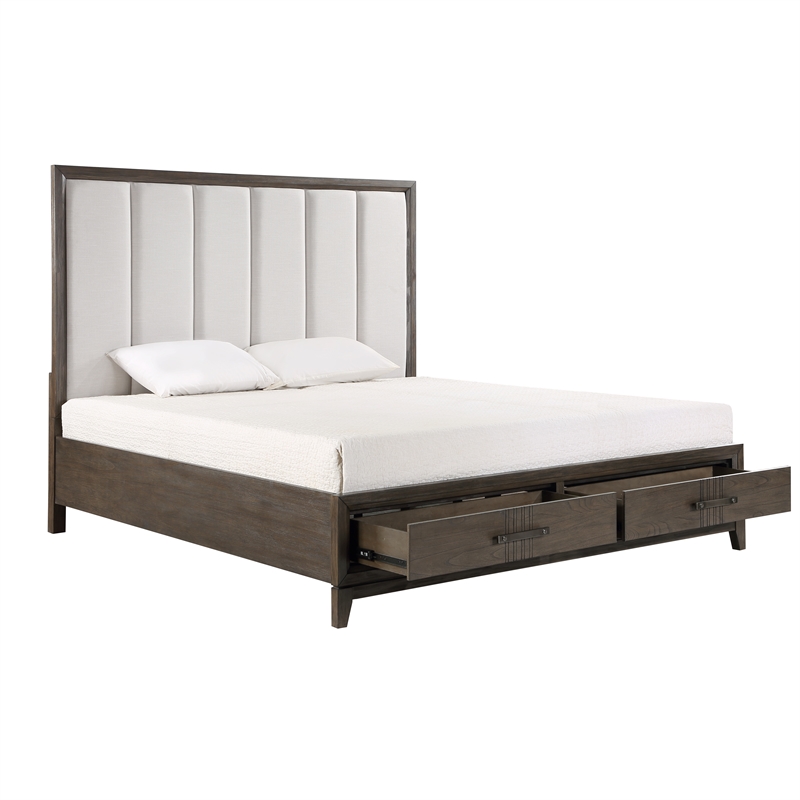 New Classic Furniture Landon Solid Wood California King Storage Bed in Walnut