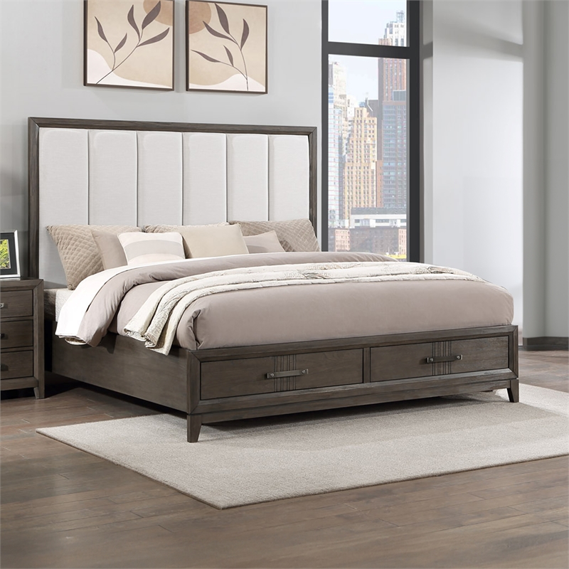 New Classic Furniture Landon Solid Wood California King Storage Bed in Walnut