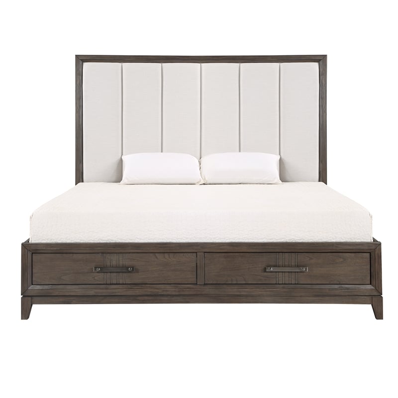 New Classic Furniture Landon Solid Wood King Storage Bed in Walnut
