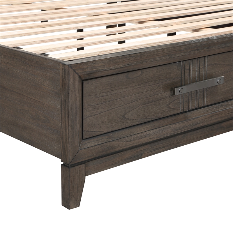 New Classic Furniture Landon Solid Wood King Storage Bed in Walnut