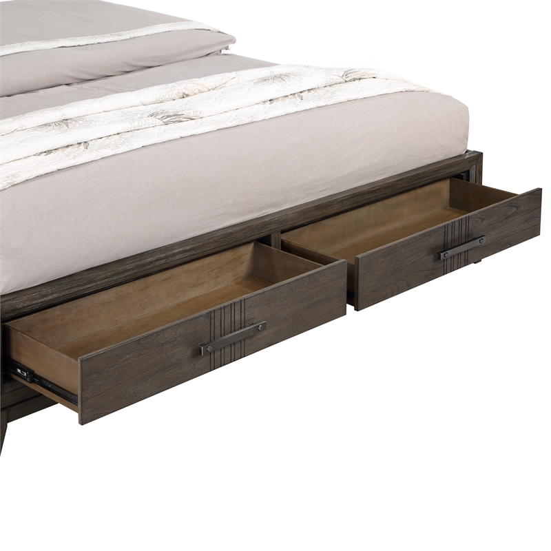 New Classic Furniture Landon Solid Wood King Storage Bed in Walnut