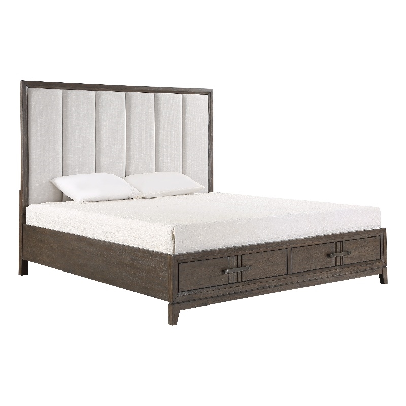 New Classic Furniture Landon Solid Wood King Storage Bed in Walnut