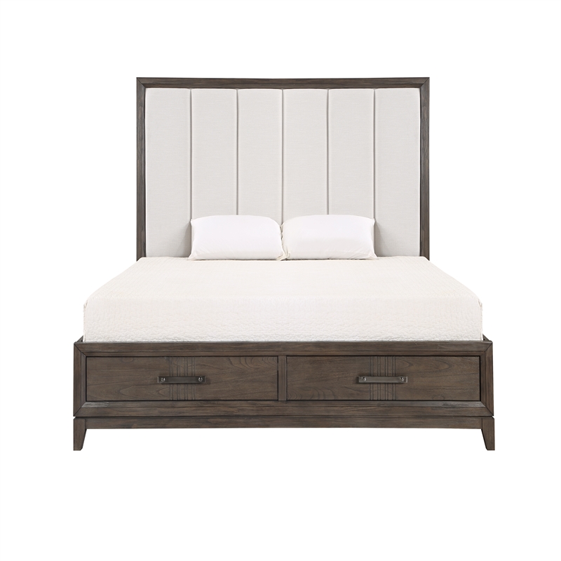 New Classic Furniture Landon Solid Wood Queen Storage Bed in Walnut