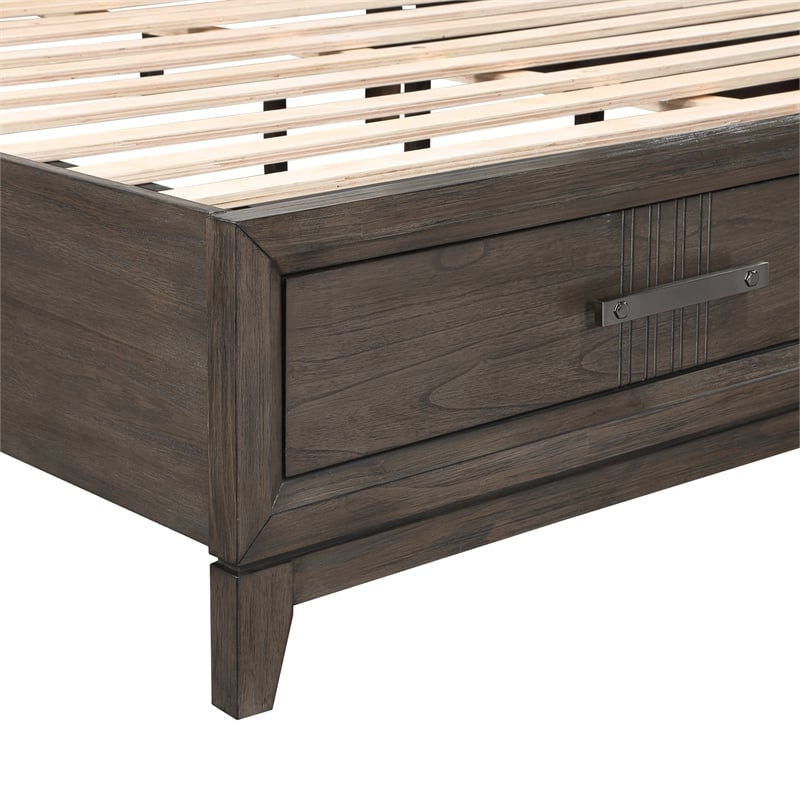 New Classic Furniture Landon Solid Wood Queen Storage Bed in Walnut
