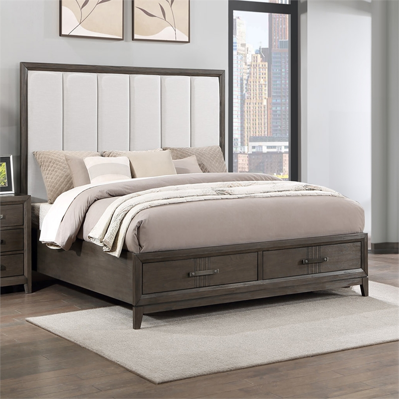 New Classic Furniture Landon Solid Wood Queen Storage Bed in Walnut
