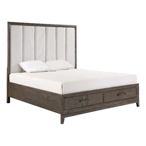 New Classic Furniture Landon Solid Wood Queen Storage Bed in Walnut