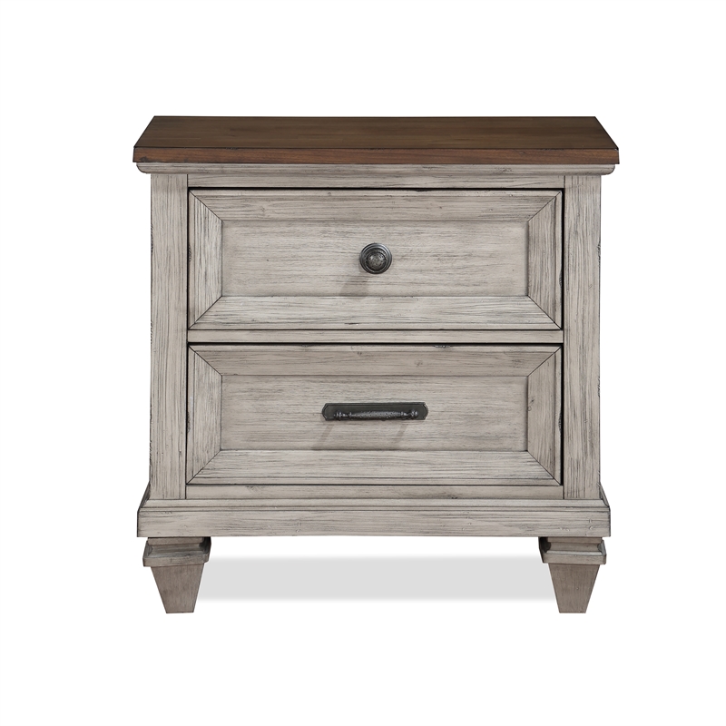 New Classic Furniture Mariana 2-Drawer Solid Wood Nightstand in Vintage Cream
