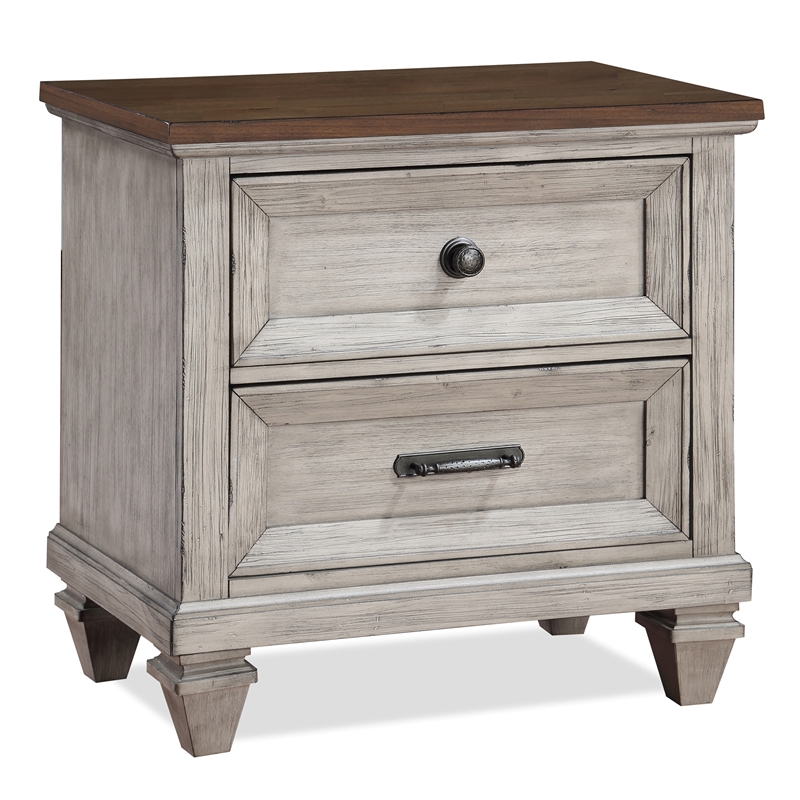 New Classic Furniture Mariana 2-Drawer Solid Wood Nightstand in Vintage Cream