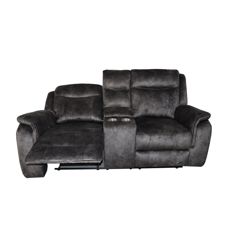 New Classic Furniture Park City Polyester Fabric Console Loveseat in Slate