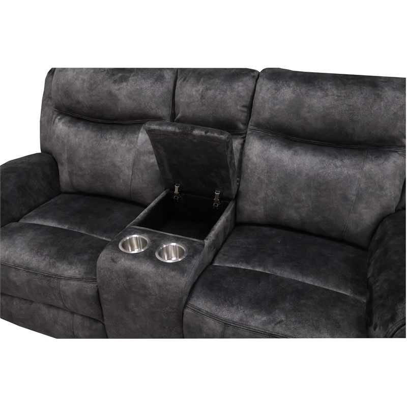 New Classic Furniture Park City Polyester Fabric Console Loveseat in Slate