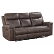 New Classic Furniture Quade Polyester Fabric Sofa with Dual Recliner in Mocha