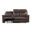New Classic Furniture Quade Polyester Fabric Sofa with Dual Recliner in Mocha