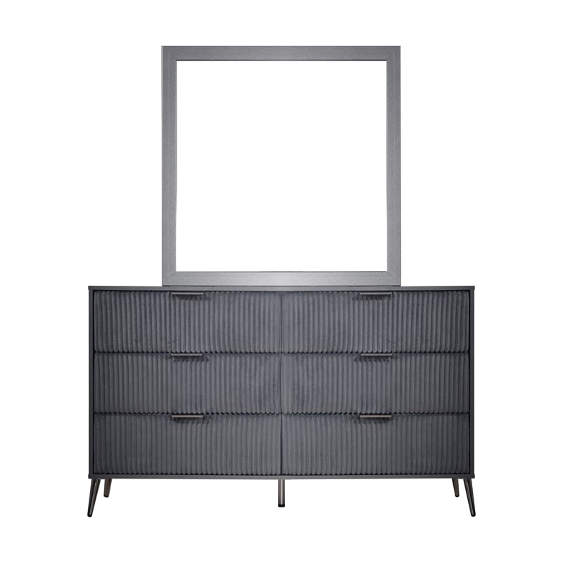 New Classic Furniture Kailani Wood Dresser with Mirror Set in Gray