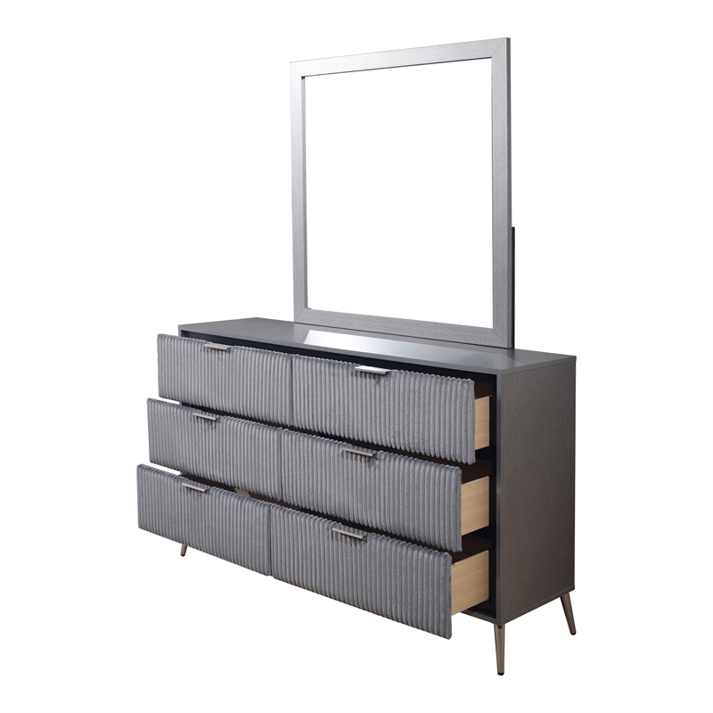 New Classic Furniture Kailani Wood Dresser with Mirror Set in Gray