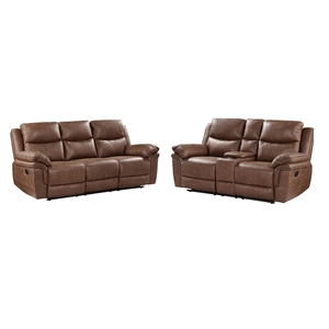 New Classic Furniture Ryland 2-Piece Fabric Loveseat and Sofa Set in Brown