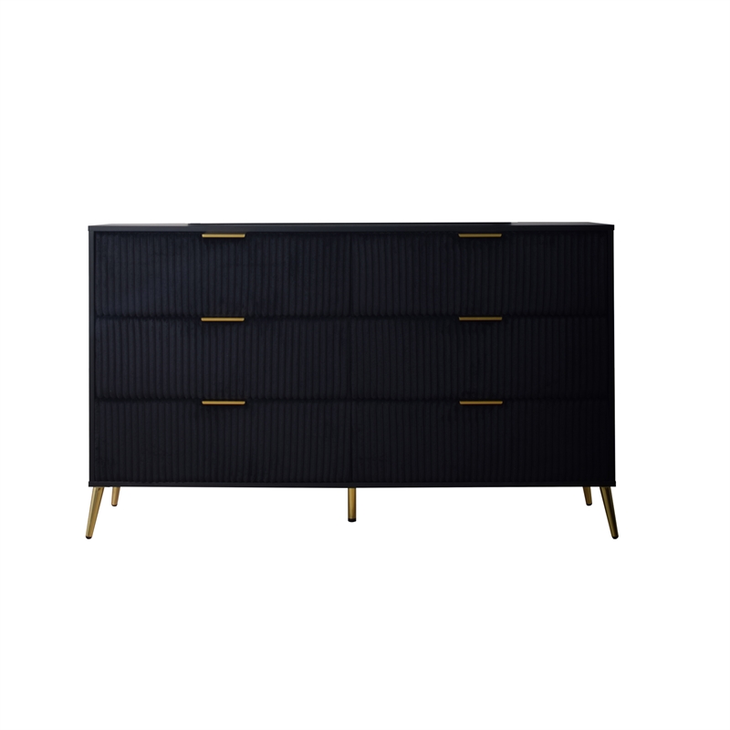 New Classic Furniture Kailani Contemporary Wood 6-Drawer Dresser in Black