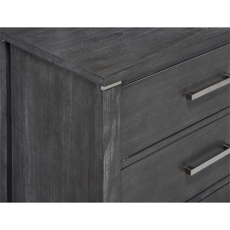 New Classic Furniture Odessa Solid Wood Dresser with Mirror Set in Charcoal