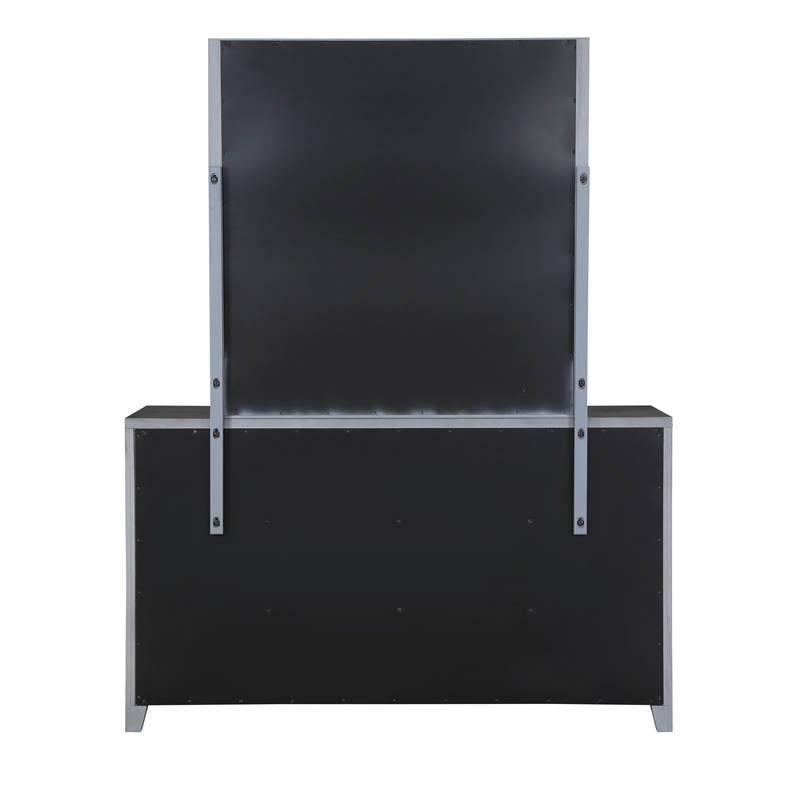 New Classic Furniture Odessa Solid Wood Dresser with Mirror Set in Charcoal