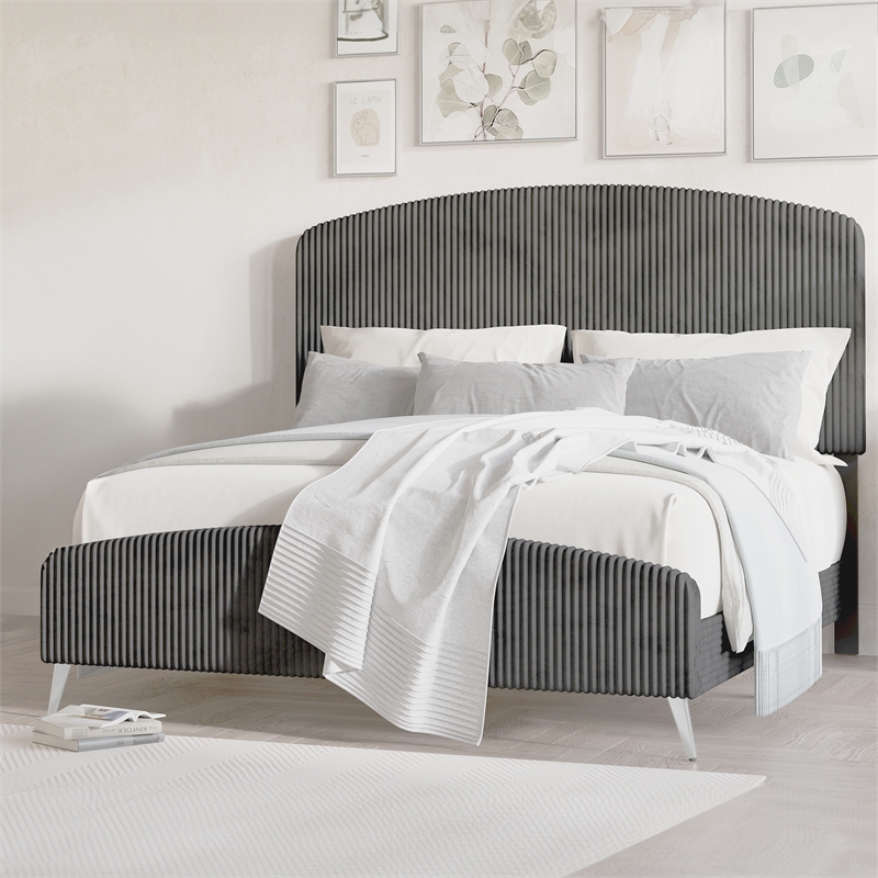 New Classic Furniture Kailani Wood Queen Upholstered Bed in Gray