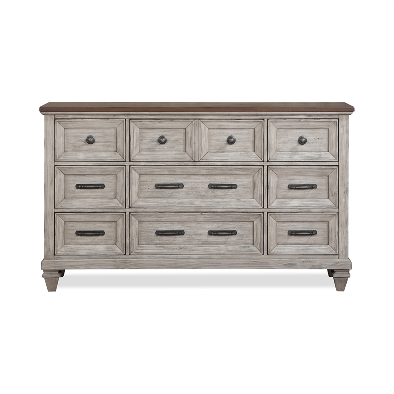 New Classic Furniture Mariana 9-Drawer Solid Wood Dresser in Vintage Cream