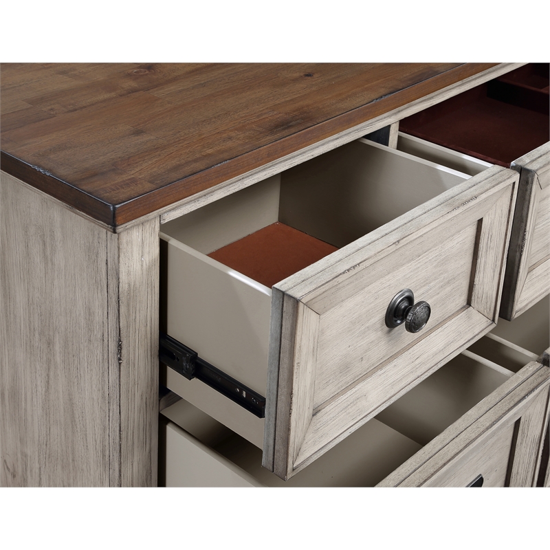 New Classic Furniture Mariana 9-Drawer Solid Wood Dresser in Vintage Cream