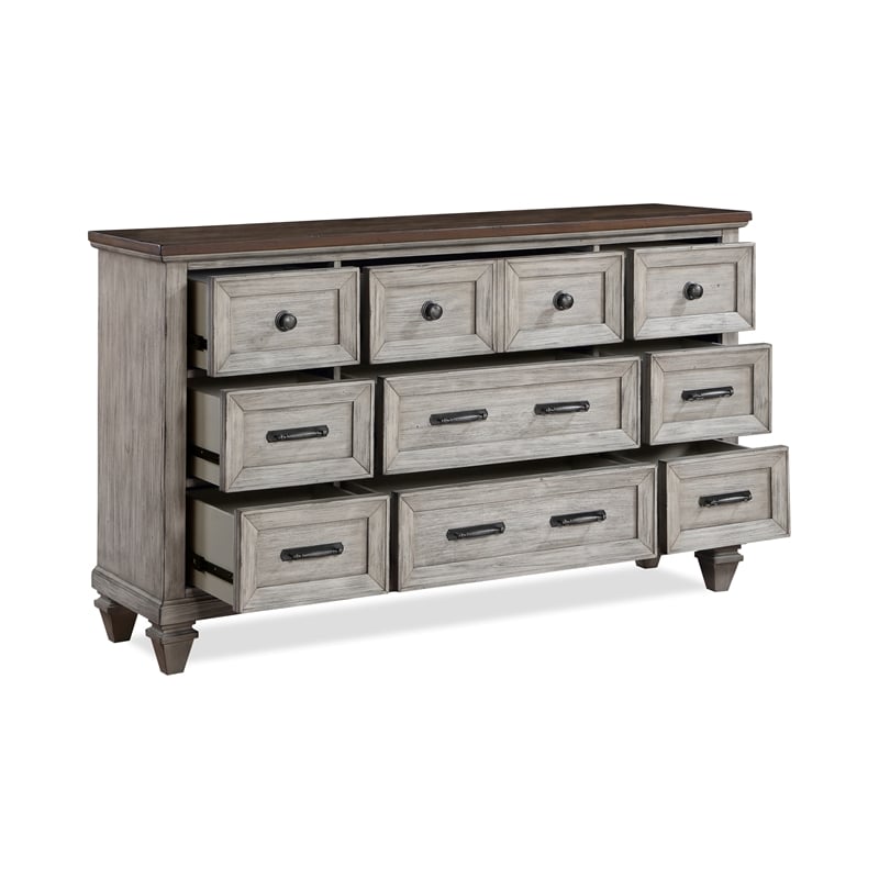 New Classic Furniture Mariana 9-Drawer Solid Wood Dresser in Vintage Cream
