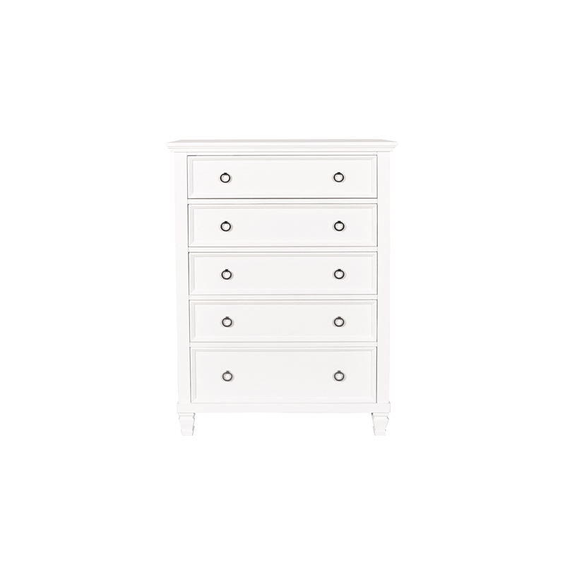 New Classic Furniture Tamarack Solid Wood 5-Drawer Chest in White