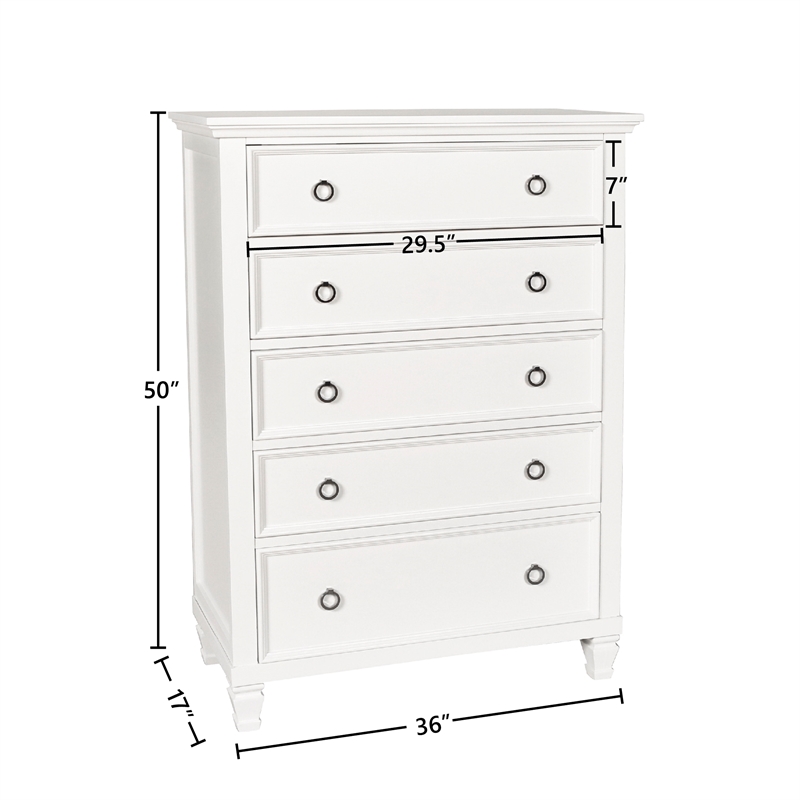 New Classic Furniture Tamarack Solid Wood 5-Drawer Chest in White