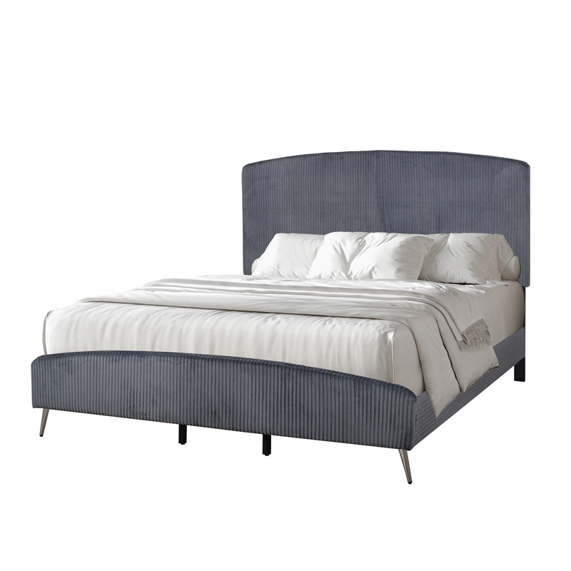 New Classic Furniture Kailani Wood California King Upholstered Bed in Gray
