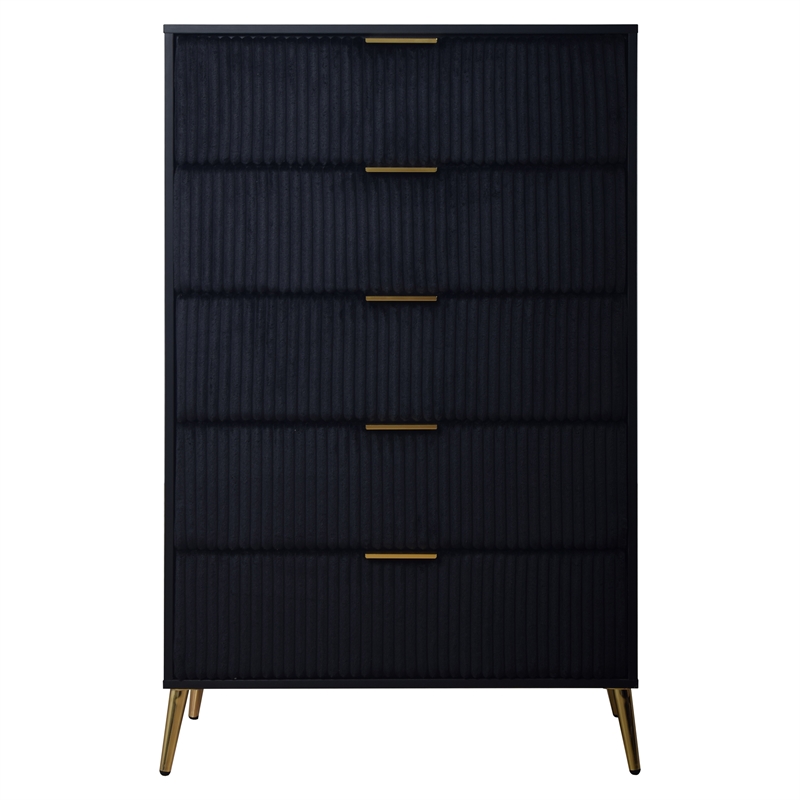 New Classic Furniture Kailani Contemporary Wood 5-Drawer Chest in Black