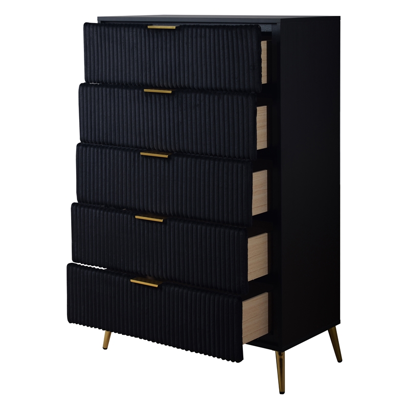 New Classic Furniture Kailani Contemporary Wood 5-Drawer Chest in Black