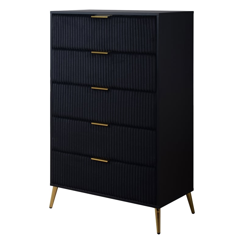 New Classic Furniture Kailani Contemporary Wood 5-Drawer Chest in Black