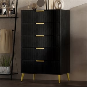 New Classic Furniture Kailani Contemporary Wood 5-Drawer Chest in Black