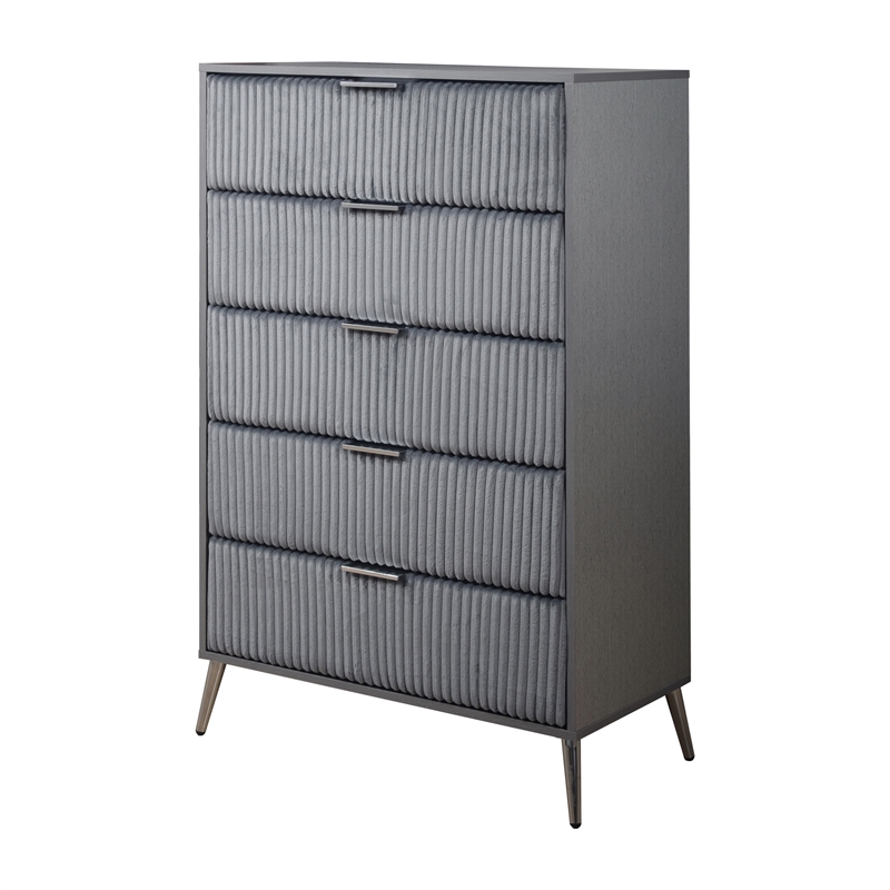 New Classic Furniture Kailani Contemporary Wood 5-Drawer Chest in Gray