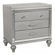 New Classic Furniture Valentine Solid Wood 3-Drawer Nightstand in Silver
